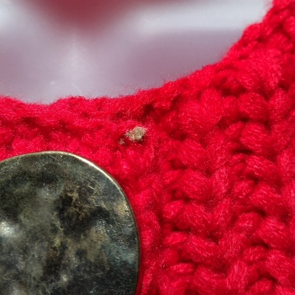 Commense Crochet Button Front Crop Sweater Vest. Small Bright Red - Picture 7 of 10